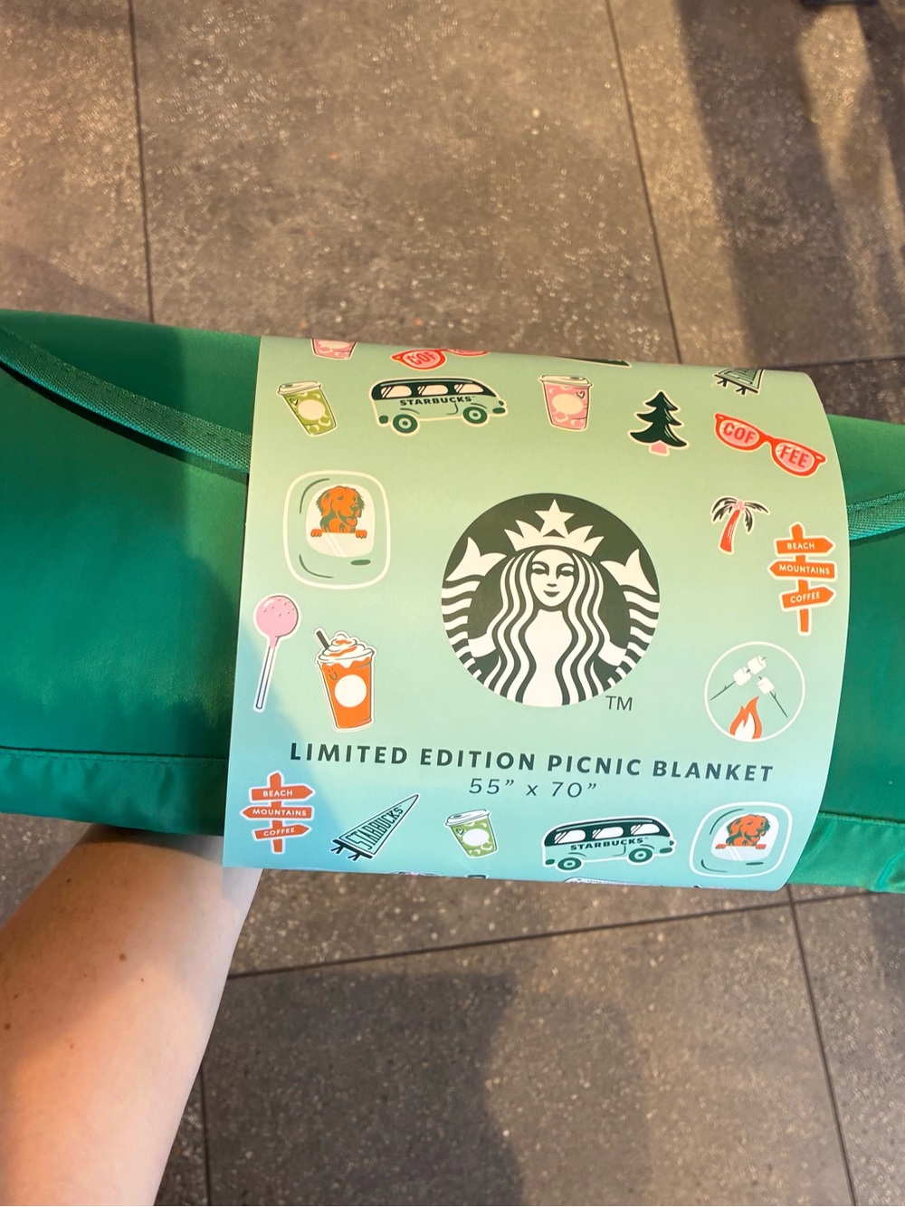 Starbucks Green Limited Edition Picnic Blanket with Branded Sleeve